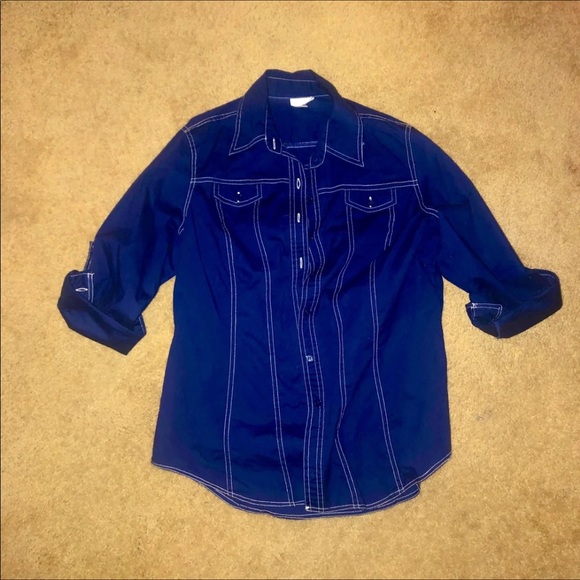 harve benard Fitted Button Down Navy - Picture 1 of 4
